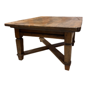 Antique English Oak Accent Coffee Table With Single Drawer