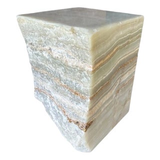 Jupiter Onyx Marble Side Table With Stunning Textures, Modern Organic For Sale
