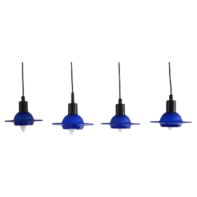 Blue Glass Pendants from Design Light A/S, Denmark, 1990s, Set of 4 For Sale