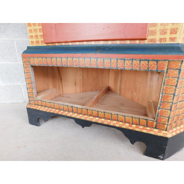 Mustard Antique 2 Piece 18th Century Grain Painted Corner Cabinet Berks Co. Pa For Sale - Image 8 of 12