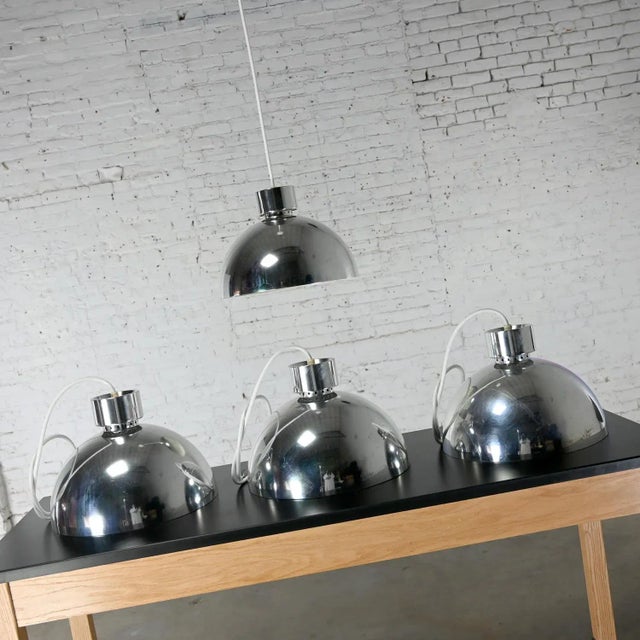 Metal 1970’s Mid-Century Modern to Modern Aluminum Dome Pendant Hanging Light Fixtures Selling Separately For Sale - Image 7 of 12