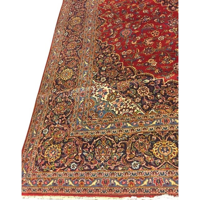 Vintage Red Kashan Hand Woven Rug 10ft 4in X 14ft 5in For Sale In New York - Image 6 of 8