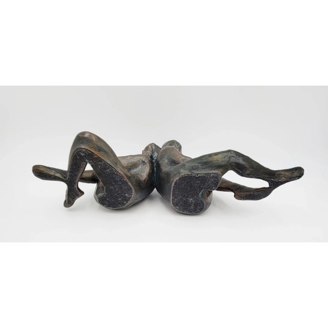 Bronzed Ceramic Impressionism Sculpture Girls Sitting Back to Back Signed 1994 For Sale - Image 10 of 12