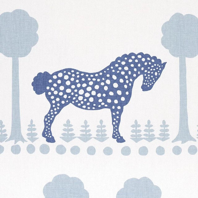 Mid-Century Modern Schumacher Polka Dot Pony Fabric in Blue For Sale - Image 3 of 5