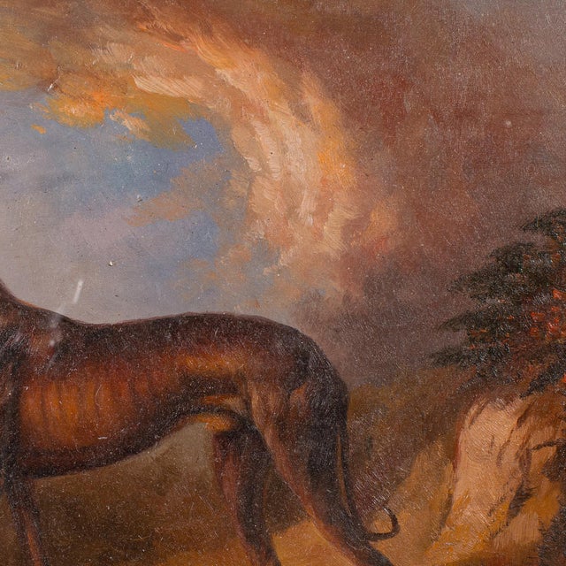 Small Antique Greyhound Painting, Oil on Board, Maple Frame, Dog Art, Victorian For Sale - Image 6 of 8