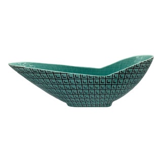 Mid Century Aqua Atomic Roselane Pottery Pasadena Ca Decor Bowl For Sale