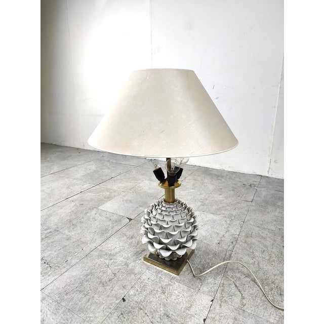 Vintage Italian Ceramic Artichoque Table Lamp, 1960s For Sale - Image 9 of 13