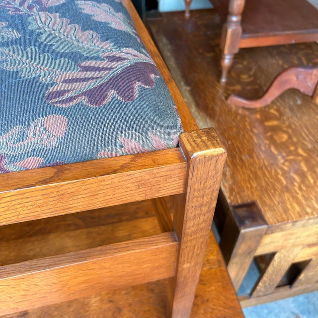 1920s Stickley Style Mission Oak Ladder Back Dining Chairs Set 6 For Sale - Image 5 of 7