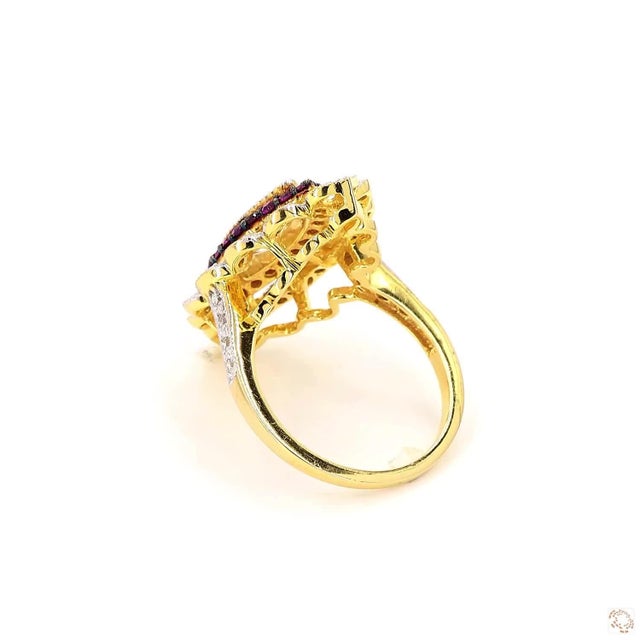 Early 21st Century 1.02 Carat Marquise Cut Diamond Ruby Gold Ring, Size 6.5 For Sale - Image 5 of 9