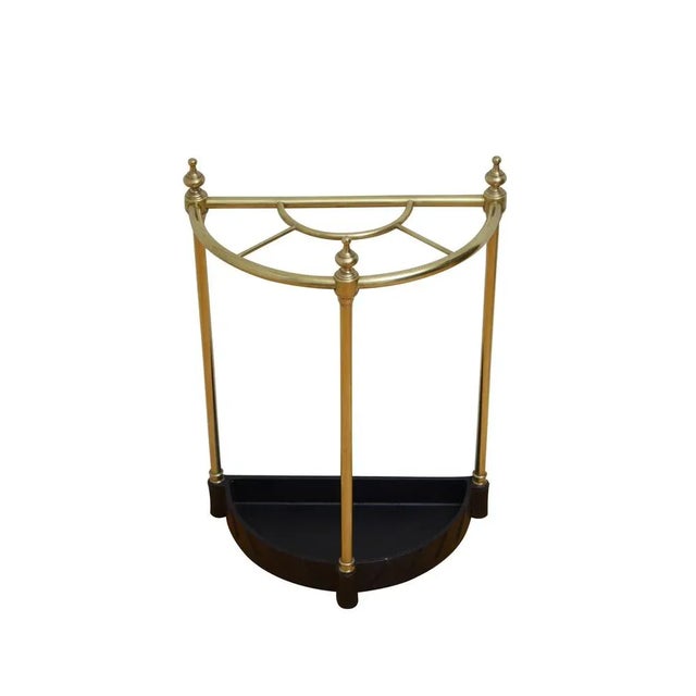 English Brass Demi Lune Umbrella Stand, 1960s For Sale - Image 9 of 9