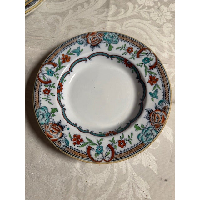 Antique Rimmed Soup Bowls, Transferware. Anthony Shaw? "Java" Set of 8 For Sale - Image 4 of 11
