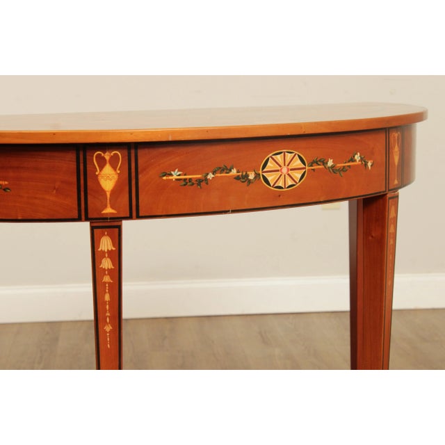 1990s Adams Style Painted Satinwood Demilune Console Table For Sale - Image 5 of 13