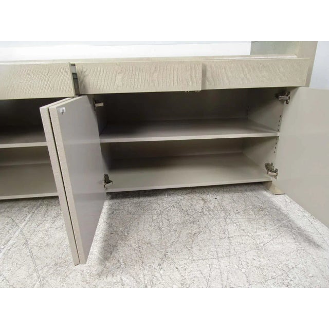 Cream Vintage Modern Buffet Table With Glass Shelf For Sale - Image 8 of 13
