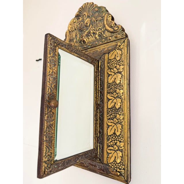 Antique Victorian Wall Cabinet with Beveled Mirror and Brush, Late 19th Century For Sale - Image 12 of 17