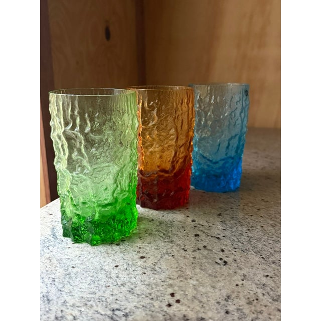 Italian Textured Bark Glasses in the style of Geoffrey Baxter, 1960s, Set of 6 For Sale - Image 13 of 18