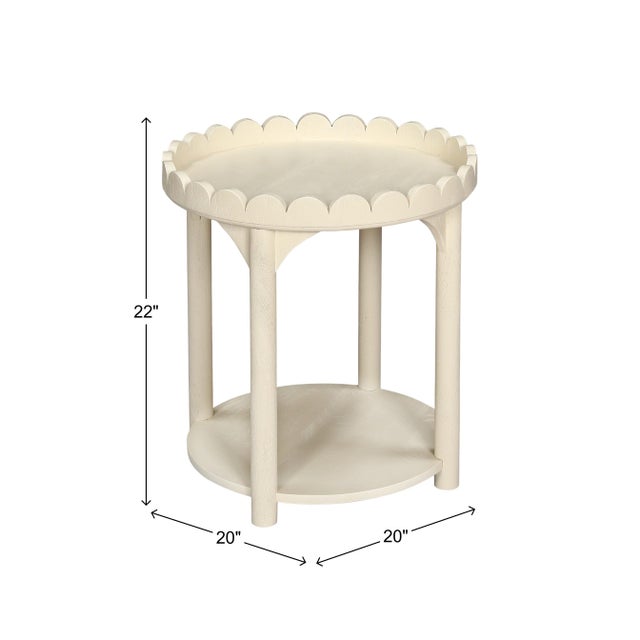 Scalloped Creme Round Side Table For Sale In Chicago - Image 6 of 9