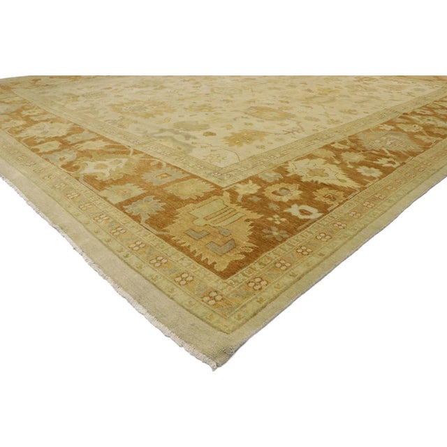 Rustic Earth-Tone Oushak Rug with Southern Living Style 12'03 x 14'09. Warm and collected, this modern rustic Oushak style...