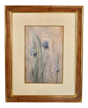 Original Vintage Thomas Daly Iris Flower Watercolor Painting