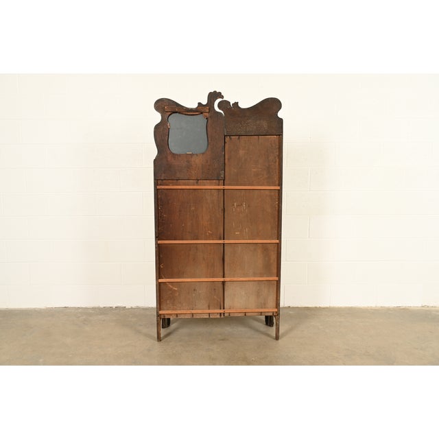 Antique Victorian Carved Oak Side-by-Side Bookcase With Drop Front Secretary Desk, Circa 1900 For Sale - Image 10 of 12