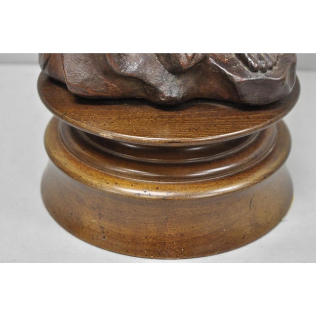 Vintage Buddhist Kuan Yin Brown Ceramic Sculpture Figure Table Lamp W/ Shade For Sale - Image 11 of 18