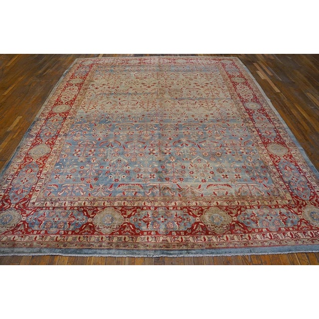 Fantastic Blue Color With Special Full Flower Patters Antique Indian Lahore Rug For Sale In New York - Image 6 of 12