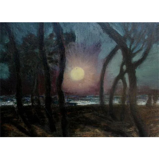 "Pacific Grove Moonlight" Landscape Oil Painting For Sale - Image 4 of 4