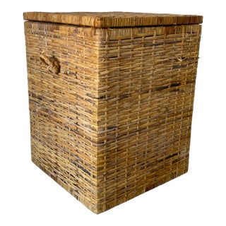 Vintage Woven Rattan Basket For Sale