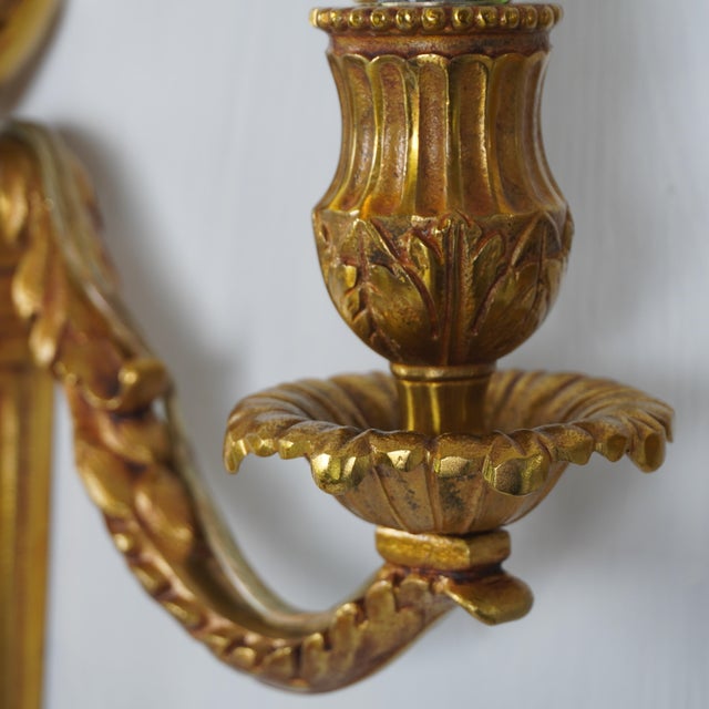 2010s New Luminaire d'Art Lucien Gau Louis XVI Style Gilt Sconces Large, a Pair For Sale - Image 5 of 6