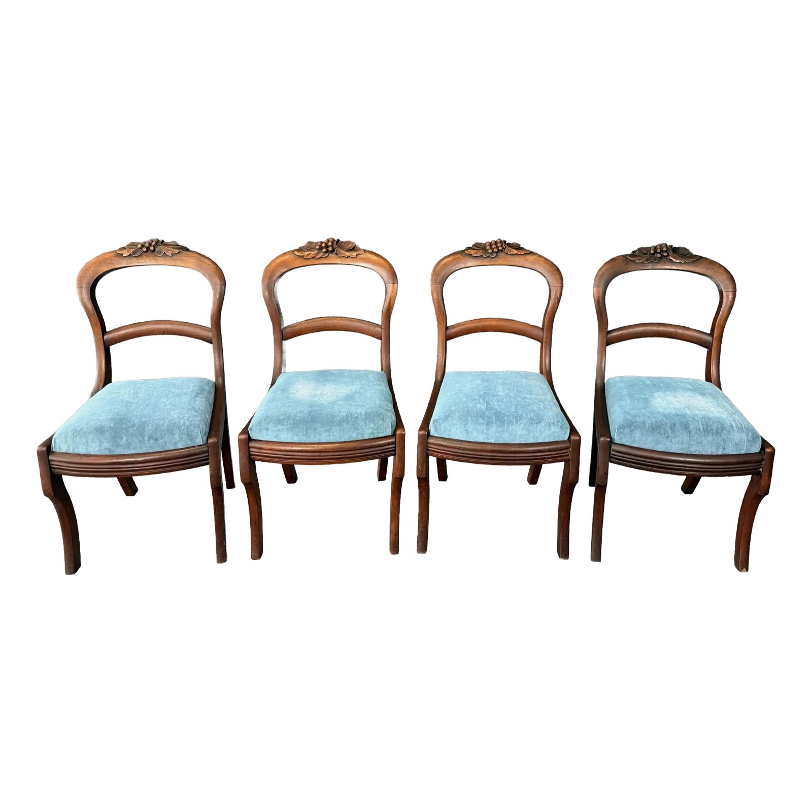 19th Century Set of 4 Grape Themed Victorian Dining Chairs | Chairish