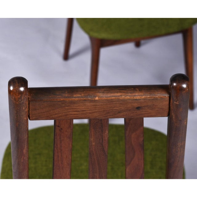 Henry P. Glass High Back Dining Chairs With Original Green Fabric For Sale - Image 15 of 15