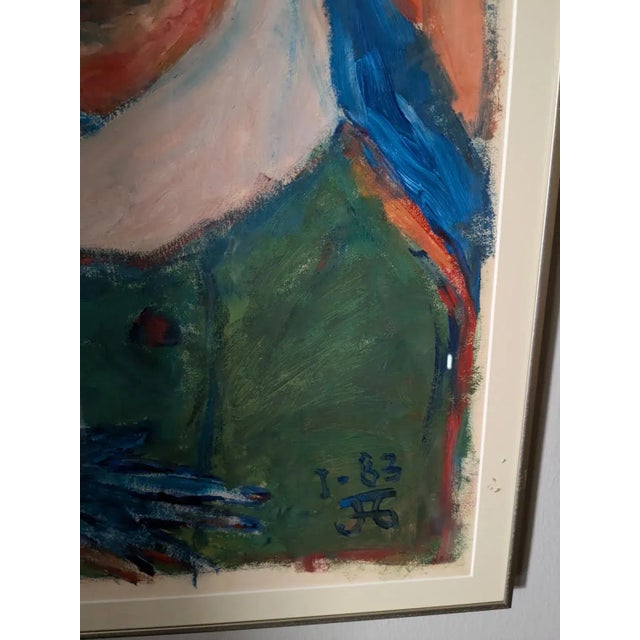 Vivid Watercolor Portrait of Lady With Scarf For Sale - Image 4 of 8