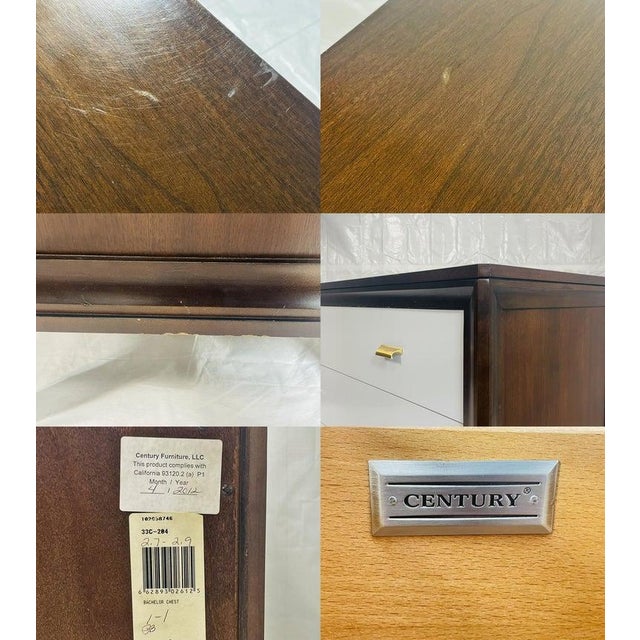 Pair of 3 Drawer Bachelor Chests With Brass Hardware by Century Furniture For Sale - Image 18 of 18