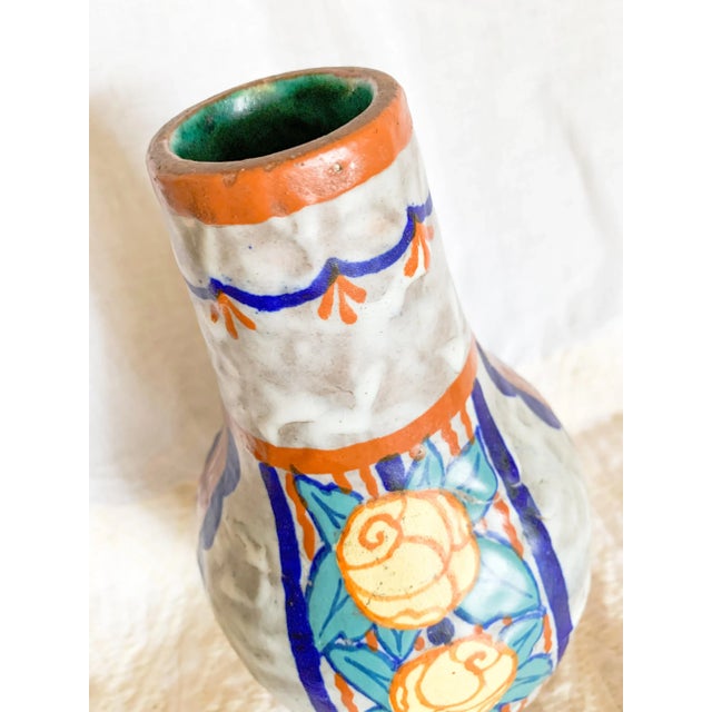 Gray 1920s French Art Nouveau Polychrome Pottery Vase by Louis Dage, Signed For Sale - Image 8 of 12