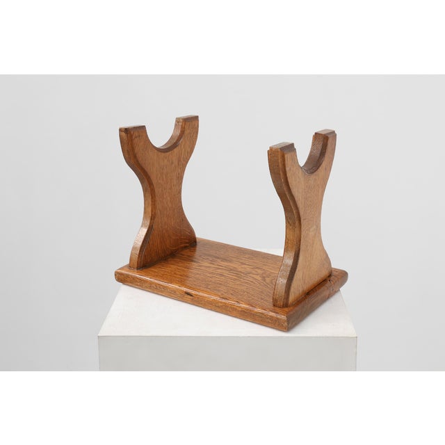 Brown Hand-Carved Oak Wooden Stool, France, 1890s For Sale - Image 8 of 11