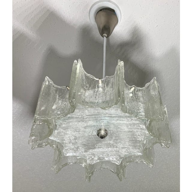 Metal Vintage 1960s Texture Glass Chandelier For Sale - Image 7 of 13