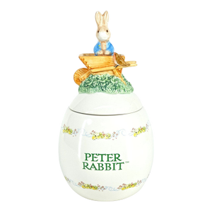 Vintage Beatrix Potter Teleflora Peter Rabbit Easter Egg Cookie Candy Jar
