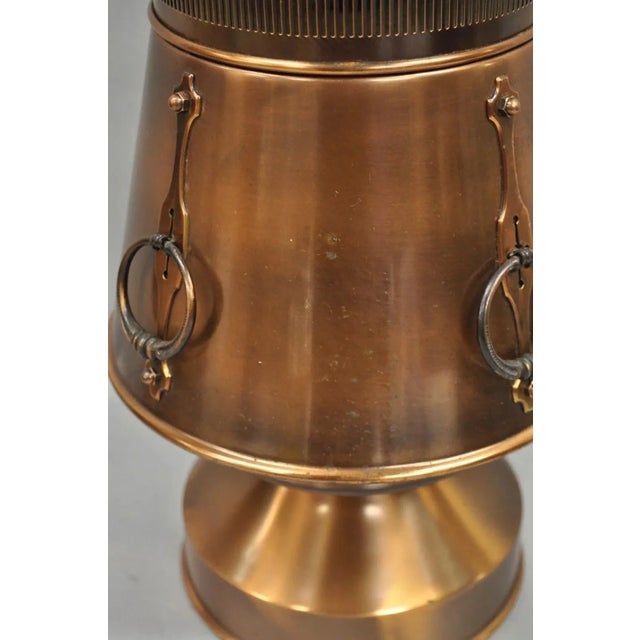 Vintage Industrial Mid Century Modern Copper Metal "Ship Turbine" Table Lamp For Sale In Philadelphia - Image 6 of 12