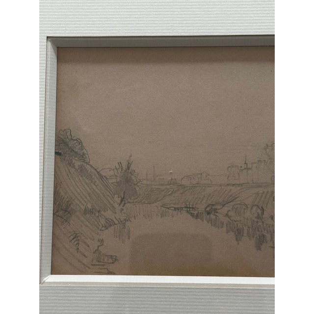 Stanislas Lépine, Landscapes, Original Double-Sided Pencil Drawing on Paper, Framed For Sale - Image 11 of 15