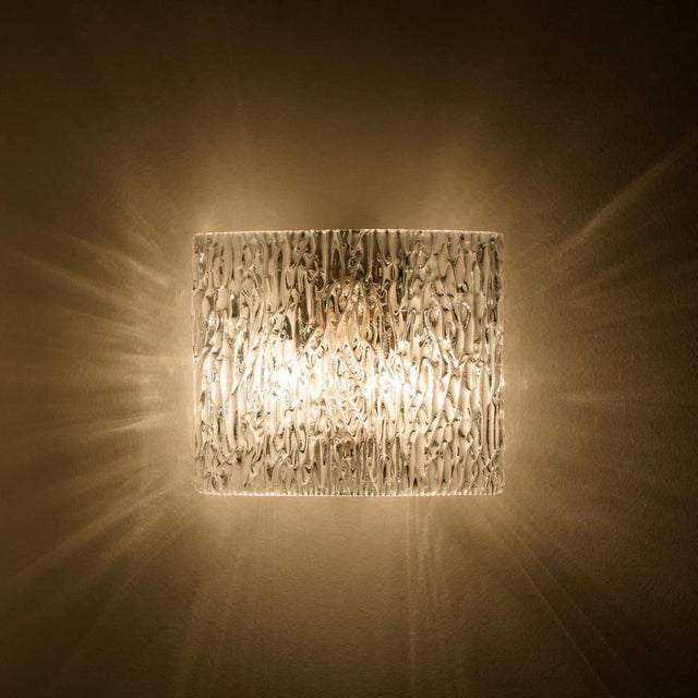 Wave Textured Glass Silver Wall Light by J. T. Kalmar for Kalmar, 1970s For Sale - Image 12 of 14