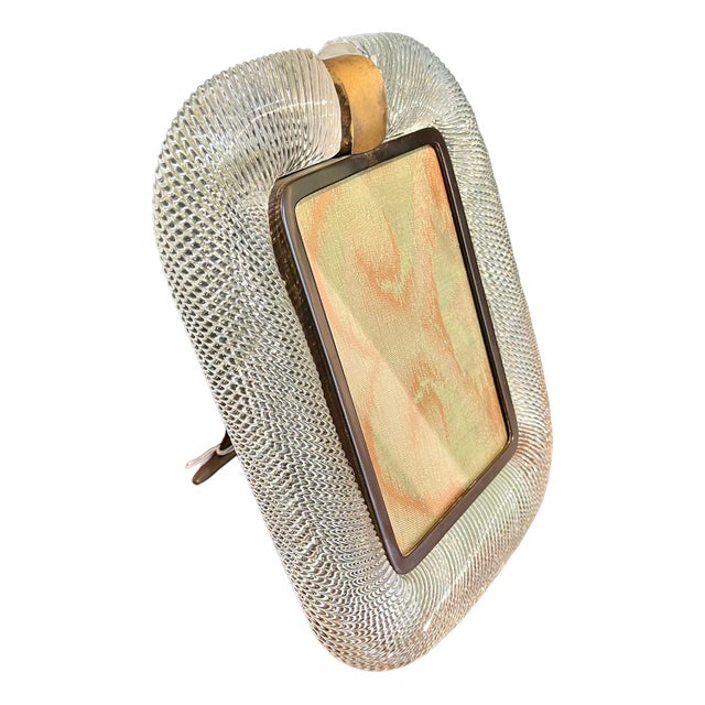 Torchon Glass Photo Frame from Barovier & Toso, 1940s For Sale