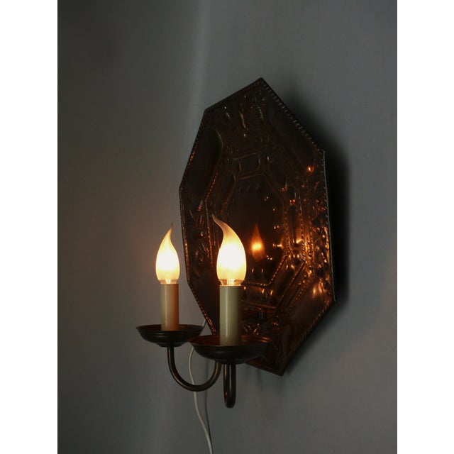 Vintage Art Nouveau Wall Lamp in Patinated Brass, 1890s For Sale - Image 6 of 17