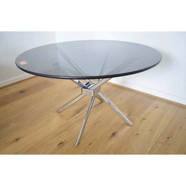 Metal Side Table in Chrome and Smoke Glass, 1970s For Sale - Image 7 of 7