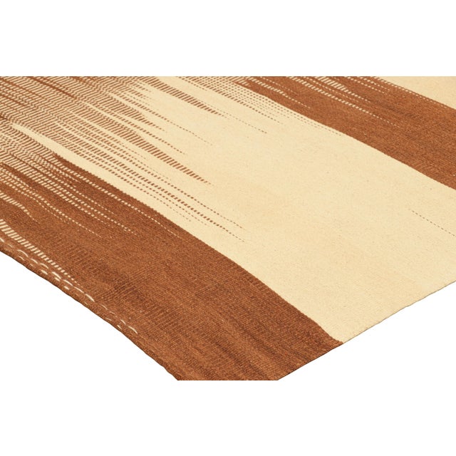 Oversized Rug & Kilim’s Contemporary Kilim in Beige & Brown Stripes & Patterns For Sale In New York - Image 6 of 7