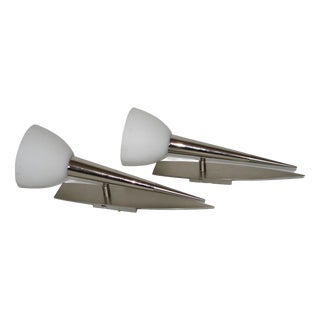 Vintage Torches Wall Lights in Steel and Glass, 1980s, Set of 2 For Sale