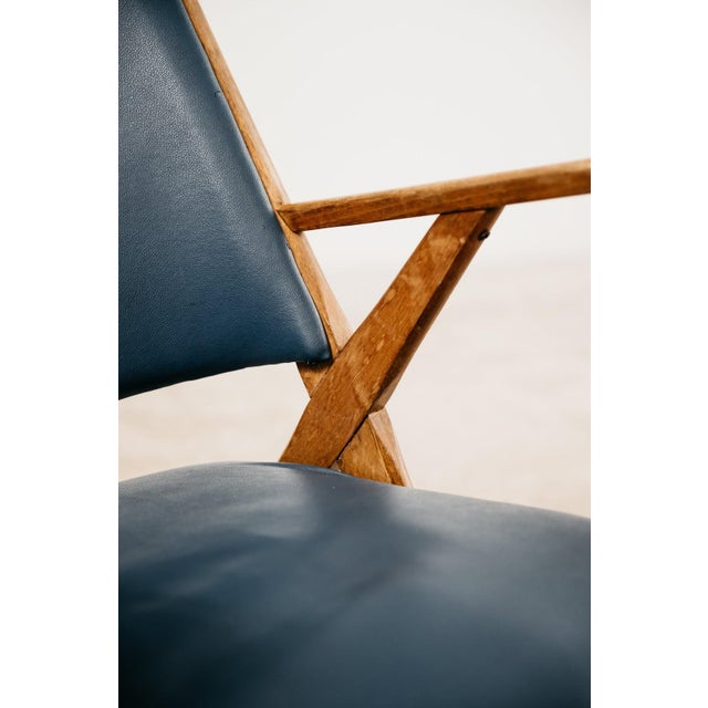 Vintage Lounge Chair in Wood and Blue Skai from Dal Vera, 1950s For Sale - Image 3 of 16
