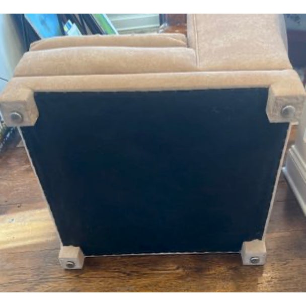 Mid Century Marjorie Reese Carson Style Camel Color Chairs With Modified Wings and Upholstered Square Leg Bases For Sale In New York - Image 6 of 7