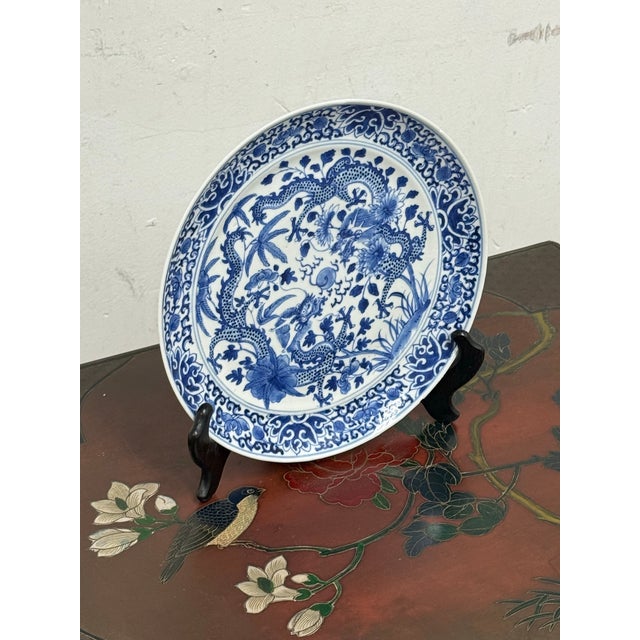 Ceramic Chinese Porcelain Dragon Plate, Antique For Sale - Image 7 of 12