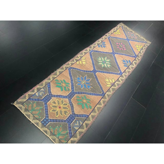 Tribal Tribal Vintage Turkish Anatolian Kilim Runner Rug For Sale - Image 3 of 11