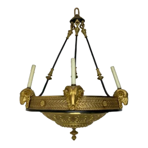 Early 20th Century Gilt Bronze Empire Style Half Pendant Chandelier