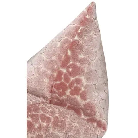 20" Pink Peony Leopard Cut Velvet Pillows - a Pair For Sale - Image 4 of 5